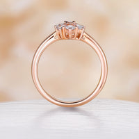 Vintage Cluster Moissanite Rose Gold Pear Baguette Marquise Shape Engagement Ring