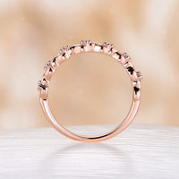 Nature Leaves Design Moissanite Wedding Band Rose Gold Half Eternity