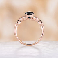 Celtic Black Onyx Engagement Ring Oval Shape Rose Gold Band