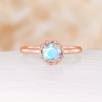 Classic Round Moissanite Flower Halo Engagement Ring Hidden Halo Rose Gold