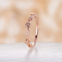 Nature Ivy Leaf Design Wedding Band Plain Rose Gold Band