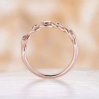 Nature Ivy Leaf Design Wedding Band Plain Rose Gold Band