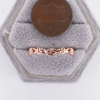 Nature Ivy Leaf Design Wedding Band Plain Rose Gold Band