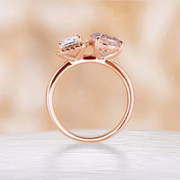 Toi et Moi Ring Moissanite & Pink Morganite Engagement Ring