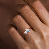 Pear Cut Moissanite Two Stones Toi et Moi Engagement Ring Rose Gold