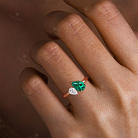 Toi Et Moi Double Gemstone Pear Moissanite Emerald You and Me Engagement Ring