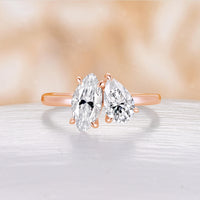 Marquise & Pear Cut Moissanite Toi et Moi Engagement Ring Two Gemstone