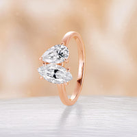 Marquise & Pear Cut Moissanite Toi et Moi Engagement Ring Two Gemstone