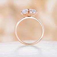 Marquise & Pear Cut Moissanite Toi et Moi Engagement Ring Two Gemstone