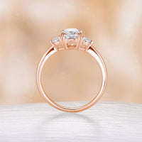 Long Cushion Double Prong Moissanite Engagement Ring Three Stones