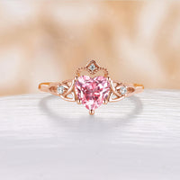 Heart Cut Lab Grown Padparadscha Celtic Engagement Ring Rose Gold