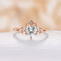 Heart Cut Lab Grown Padparadscha Celtic Engagement Ring Rose Gold