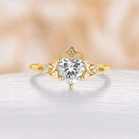 Heart Shape Moissanite Celtic Engagement Ring Milgrain Rose Gold