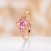 Heart Cut Lab Grown Padparadscha Celtic Engagement Ring Rose Gold