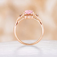 Heart Cut Lab Grown Padparadscha Celtic Engagement Ring Rose Gold