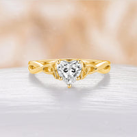 Heart Cut Moissanite Celtic Engagement Ring Solitaire Twist Band