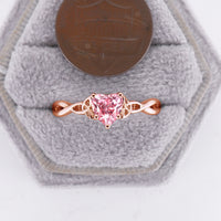 Heart Cut Pink Padparadscha Celtic Engagement Ring Solitaire Rose Gold