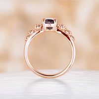 Rose Foral Oval Lab Alexandrite Engagement Ring Nature Inspired Solitaire