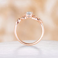 Foral Oval Shape Moissanite Engagement Ring Rose Gold Band