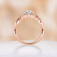 Pear Moissanite Nature Inspired Rose Gold Engagement Ring Twist Band