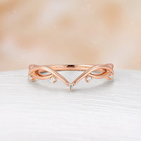 Twist & Split Moissanite Curved Wedding Band  Rose Gold Matching Band