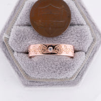 Nature Engrave Foral Rose Gold Band Moissanite Straight Band