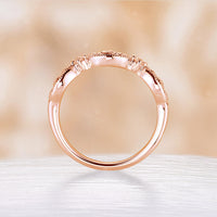 Nature Foral Design Milgrain Vintage Moissanite Wedding Band Rose Gold