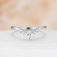 Rose Gold Pear & Round Moissanite Curved Stacking Matching Wedding Band