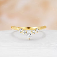 Rose Gold Pear & Round Moissanite Curved Stacking Matching Wedding Band