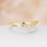 Rose Gold Pear & Round Moissanite Curved Stacking Matching Wedding Band