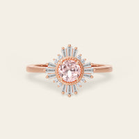 Art Deco Round Orange Pink Morganite Ballerina Engagement Ring