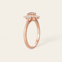 Art Deco Round Orange Pink Morganite Ballerina Engagement Ring