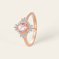 Art Deco Round Orange Pink Morganite Ballerina Engagement Ring