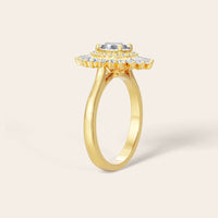 Oval Lab Grown Diamond Starburst Art Deco Halo Engagement Ring-Nobel Yates