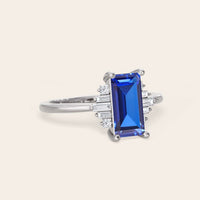 Baguette Lab Sapphire Art Deco Engagement Ring Deco Steps-Nobel Yates