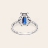 Baguette Lab Sapphire Art Deco Engagement Ring Deco Steps-Nobel Yates