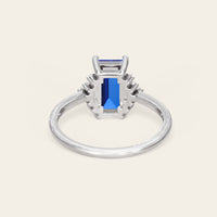 Baguette Lab Sapphire Art Deco Engagement Ring Deco Steps