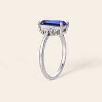 Baguette Lab Sapphire Art Deco Engagement Ring Deco Steps-Nobel Yates