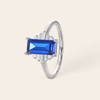 Baguette Lab Sapphire Art Deco Engagement Ring Deco Steps-Nobel Yates