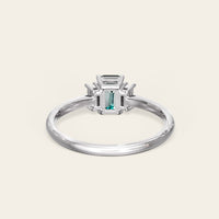 Art Deco Emerald Cut Lab Emerald Three Stone Engagement Ring