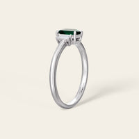 Art Deco Emerald Cut Lab Emerald Three Stone Engagement Ring