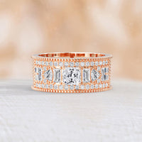 Asscher Cut Lab Diamond Art Deco Mosaic Band