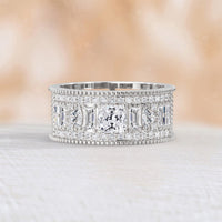 Asscher Cut Lab Diamond Art Deco Mosaic Band