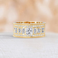 Asscher Cut Lab Diamond Art Deco Mosaic Band