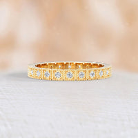 Milgrain Square Art Deco Lab Diamond Eternity Band