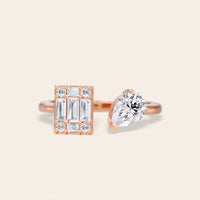 Open Lab-Grown Diamond Pear and Baguette Accents Ring-Nobel Yates