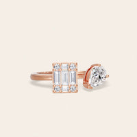 Open Lab-Grown Diamond Pear and Baguette Accents Ring-Nobel Yates