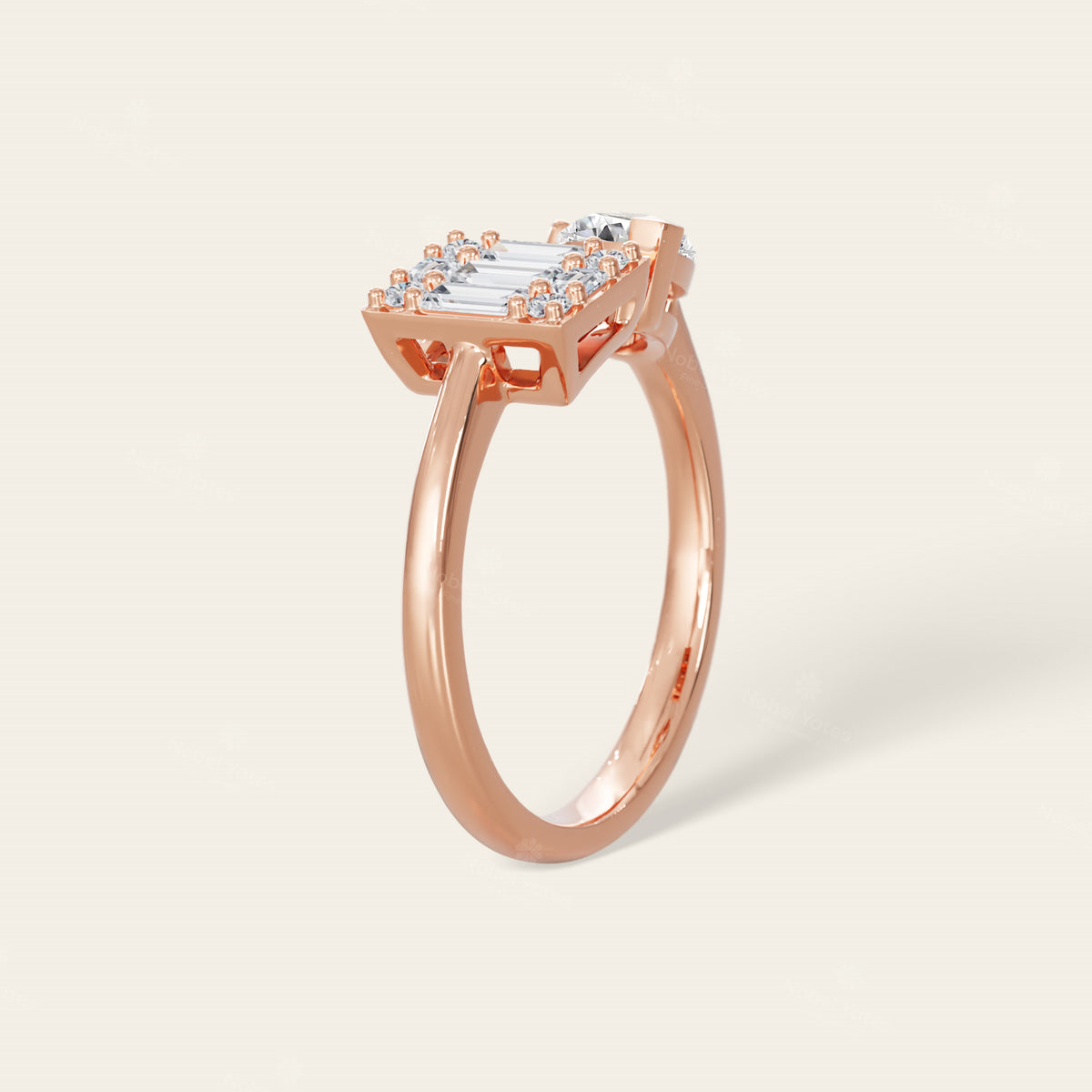 Open Lab-Grown Diamond Pear and Baguette Accents Ring