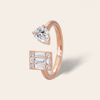 Open Lab-Grown Diamond Pear and Baguette Accents Ring-Nobel Yates