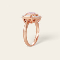 Asscher Lab Padparadscha Art Deco Lab Diamond Halo Engagement Ring